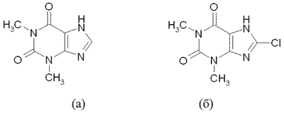 Структурные формулы теофиллина и 8-хлортеофиллина
